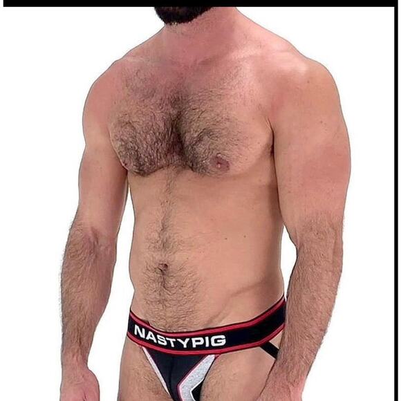 Mens *RARE* Jockstrap Nasty Pig "Clamp" Red/Gray/Black XXL - Picture 2 of 2